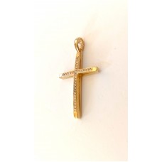 ΓΥΝΑΙΚΕΙΟΣ ΣΤΑΥΡΟΣ ΧΡΥΣΟ 14K με κενό στο πλάι και ζιργκόν στην πάνω πλευρά CRG108